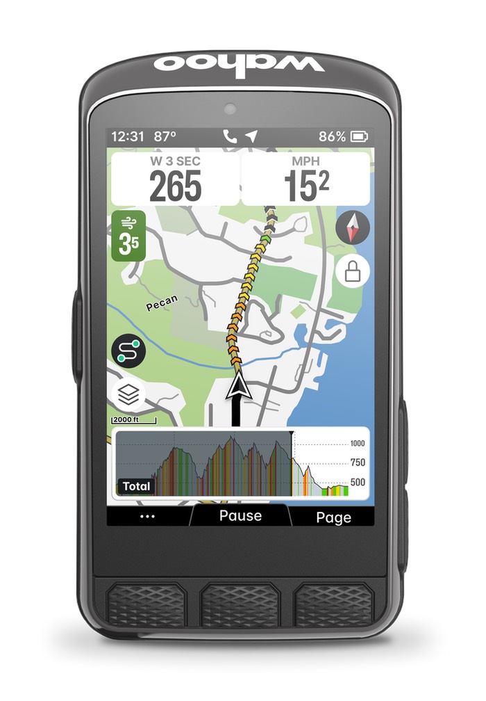 A GPS computer for gravel bikes with a large, easy-to-read screen showing turn-by-turn directions and battery life.